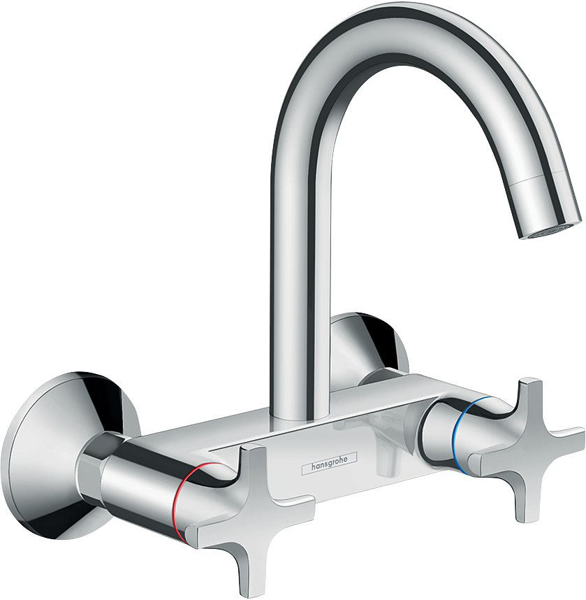 2-handle kitchen mixer, wall-mounted, highspout, 1jet