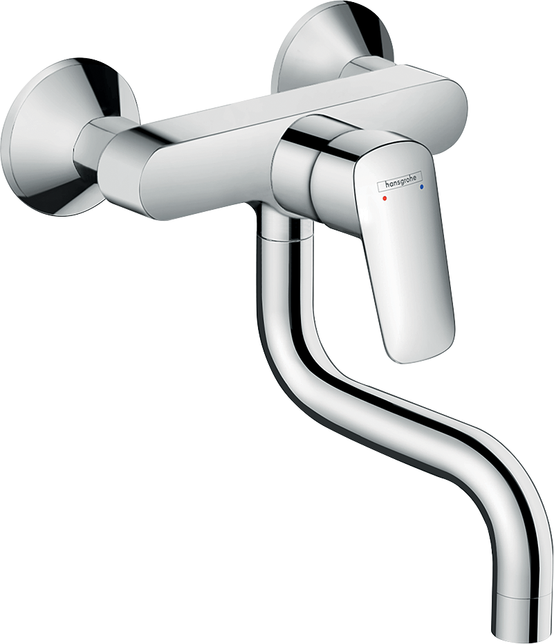 Single lever kitchen mixer, wall-mounted lowspout, 1jet
