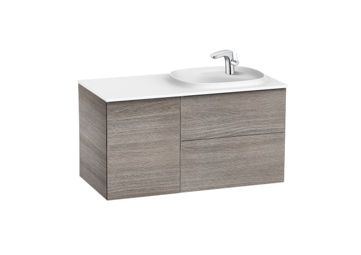 Unik (base unit with two drawers, one door and SURFEX® basin on the right)