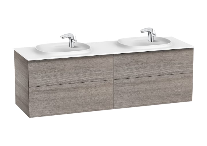 Unik (base unit with four drawers and double bowl SURFEX® basin)