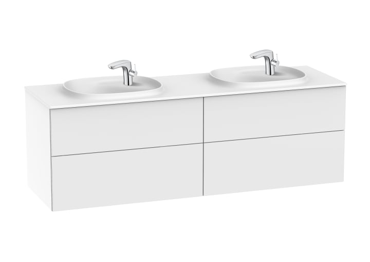 Unik (base unit with four drawers and double bowl SURFEX® basin)
