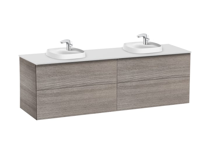 Base unit for two in countertop basins