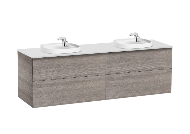 Base unit for two in countertop basins